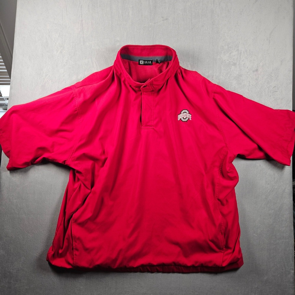 Ohio State Buckeyes Windbreaker Jacket Mens XXL Red Short Sleeve Gear For Sports